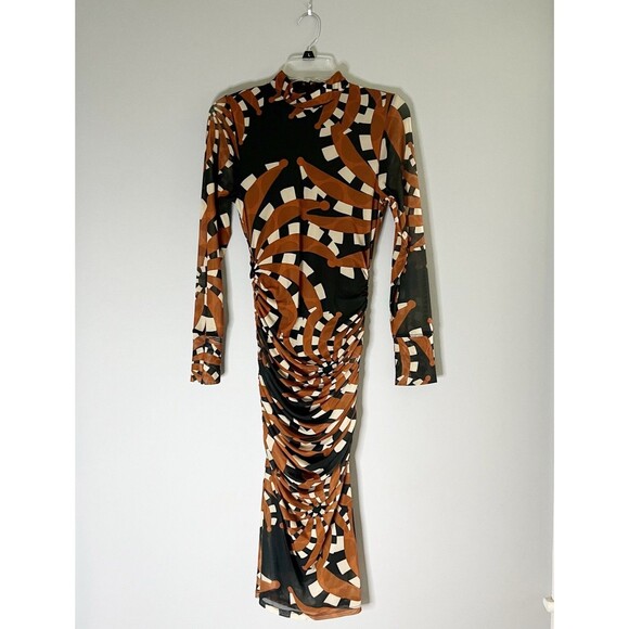 Farm Rio Bananada Black Dark Tulle Midi Dress Bananada Black Size Small Bodycon - Picture 3 of 9